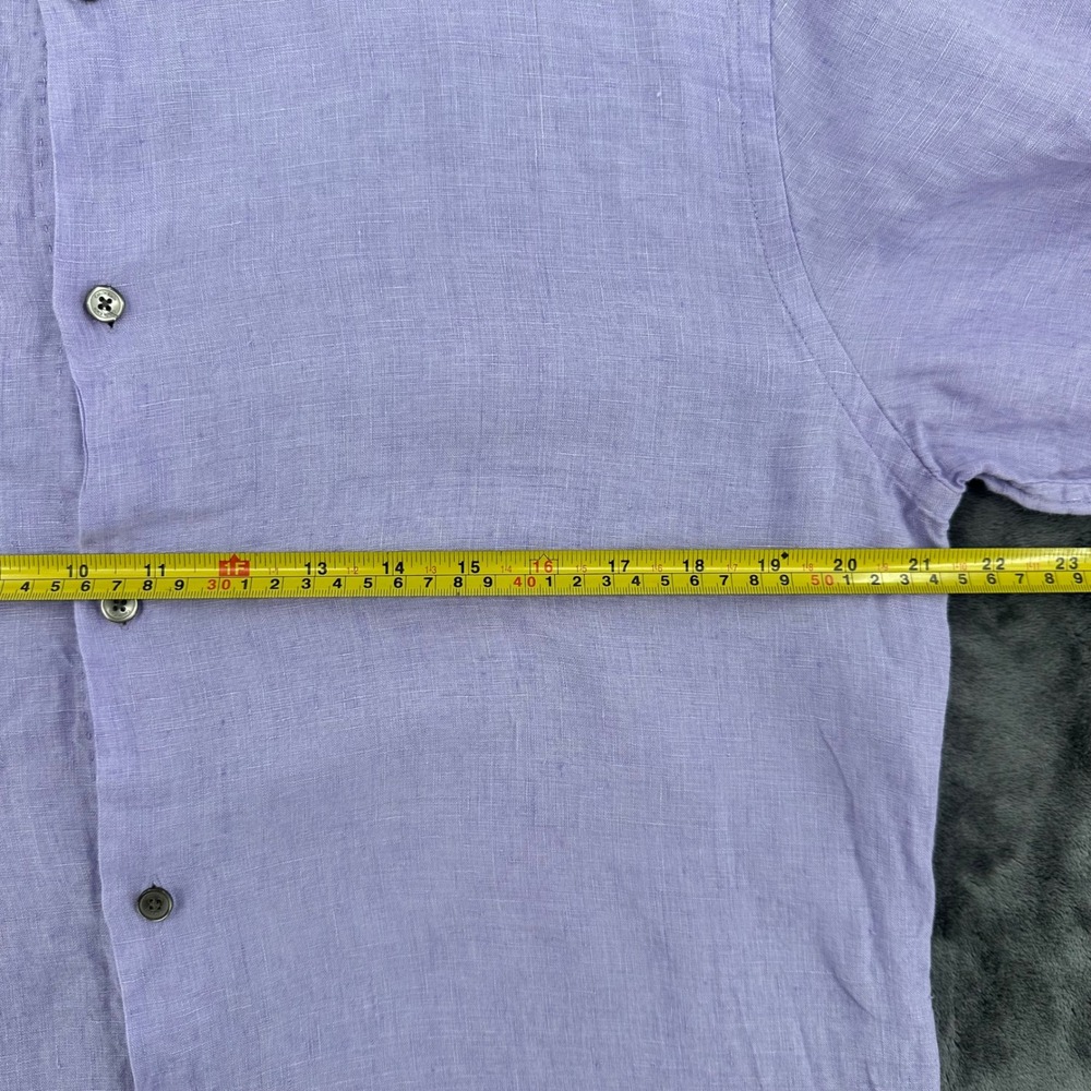 Calvin Klein Mens Mediun Purple 100% Linen Long Sleeve Button Down Shirt - Picture 6 of 7